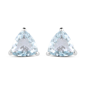 1.26 Carat Genuine Aquamarine .925 Sterling Silver Earrings