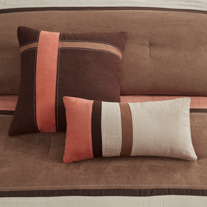 7 Piece Faux Suede Comforter Set - Coral California King