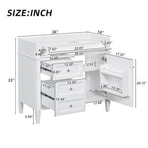 Bathroom Vanity With 2 Drawers and Tip-Out Drawer Storage Cabinet