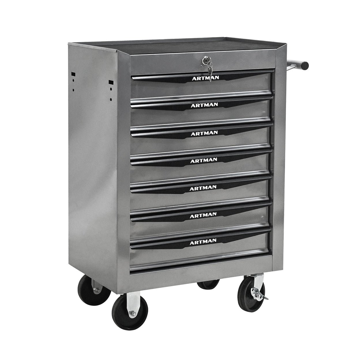 Rolling Metal Tool Chest with 7 Drawers, 20" Cabinet Silver