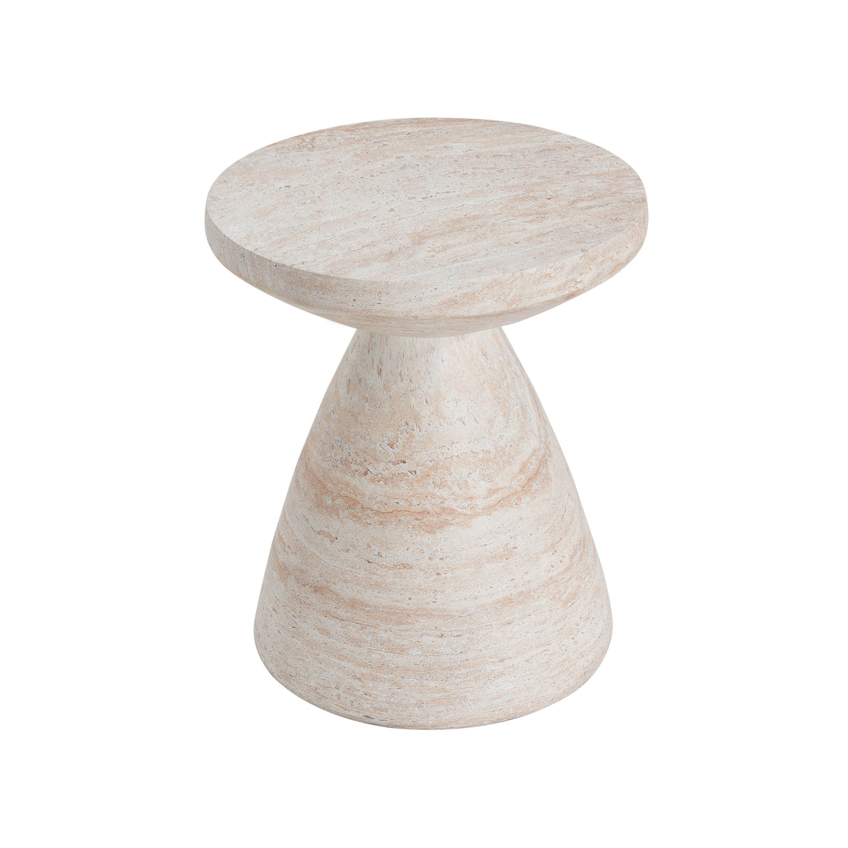 Elegant Travertine Finish Indoor/Outdoor Lightweight Concrete Side Table