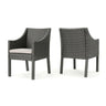 Outdoor Rattan Dining Chair With Straight Legs And Sloped Arms (Sey of 2)