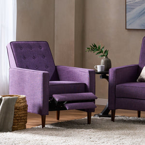 Mid-Century Modern Recliner With Button Tufted Waffle Stitch
