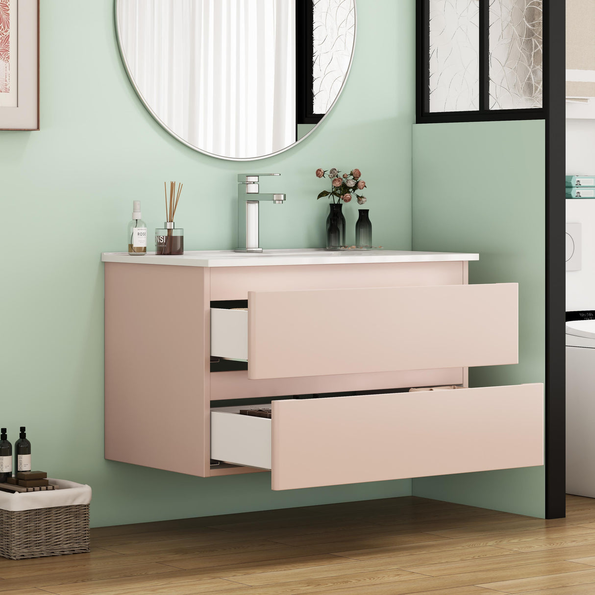 32-Inch Wall-Mounted Bathroom Vanity With Sink Combo