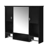 Wall Mounted Bathroom Storage Cabinet with Mirror and Towel Bar - Black, Dark Gray, or White