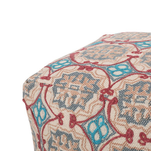 Amelia Handcrafted Fabric Pouf Rustic Elegance Multicolored