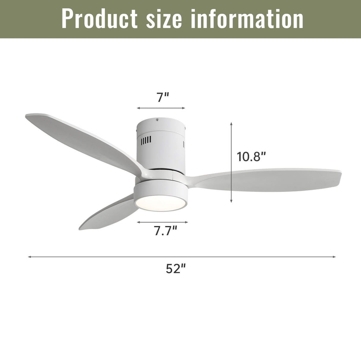 Indoor/Outdoor Ceiling Fan with Reversible DC Motor, LED Light - White