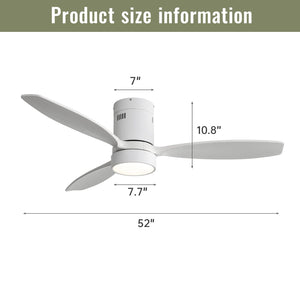 Indoor/Outdoor Ceiling Fan with Reversible DC Motor, LED Light - White
