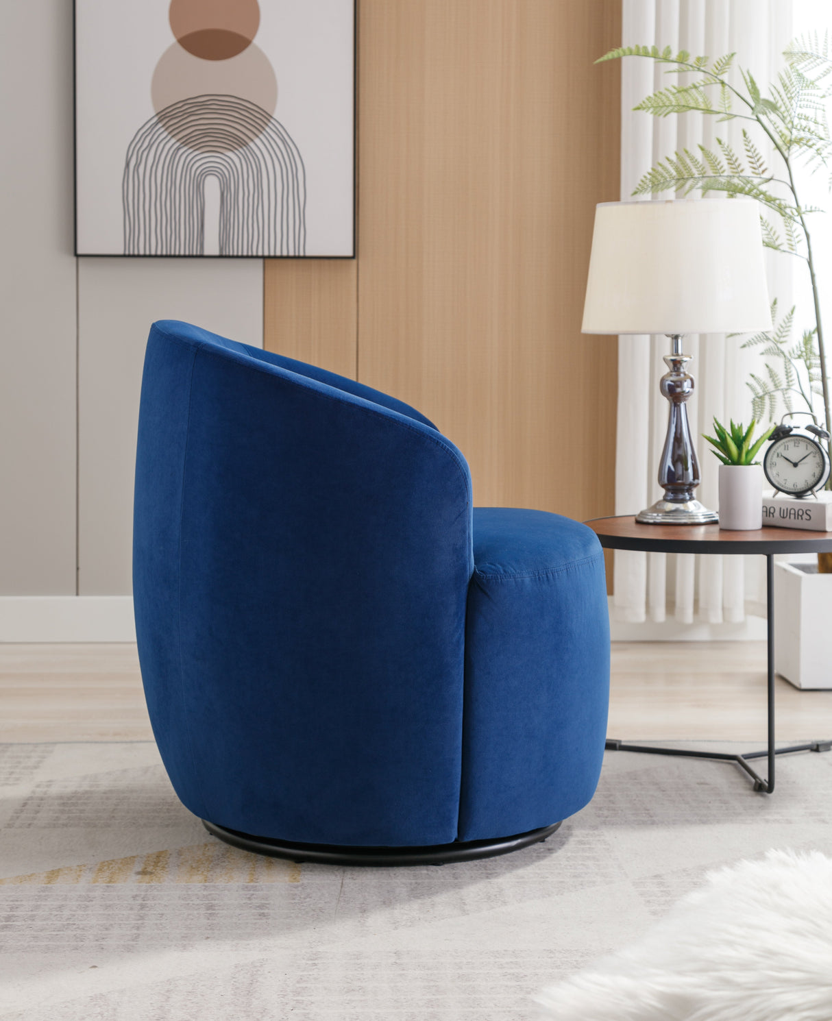 Assortment Upholstered Swivel Barrel Chair with Metal Base