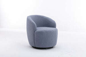 Teddy Fabric Swivel Accent Armchair Barrel Chair With Powder Coating Metal Ring