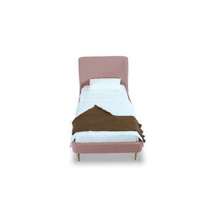Mid-Century Modern Upholstered Bed With Curved Headboard