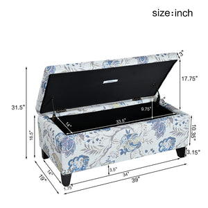 Luxury Storage Ottoman with Floral Patterned Fabric