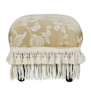 Handcrafted Accent Footstool Ottoman with Solid Wood Frame - Beige or Pearl Silver