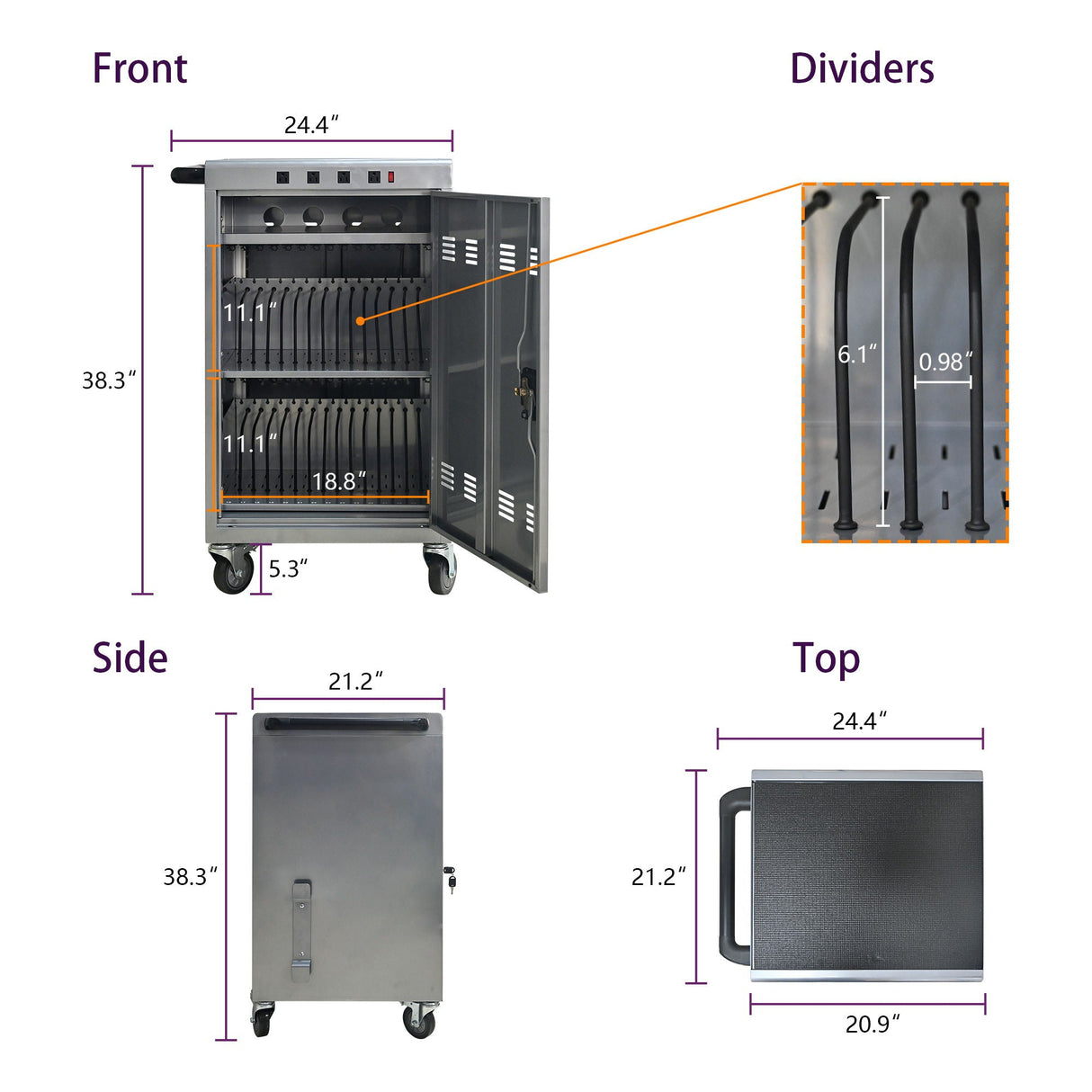 Mobile Charging Cart For Tablets & Laptops - 35 Device Capacity