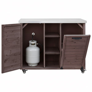 K&K 78.3' Outdoor Kitchen Island with Foldable Grill Table