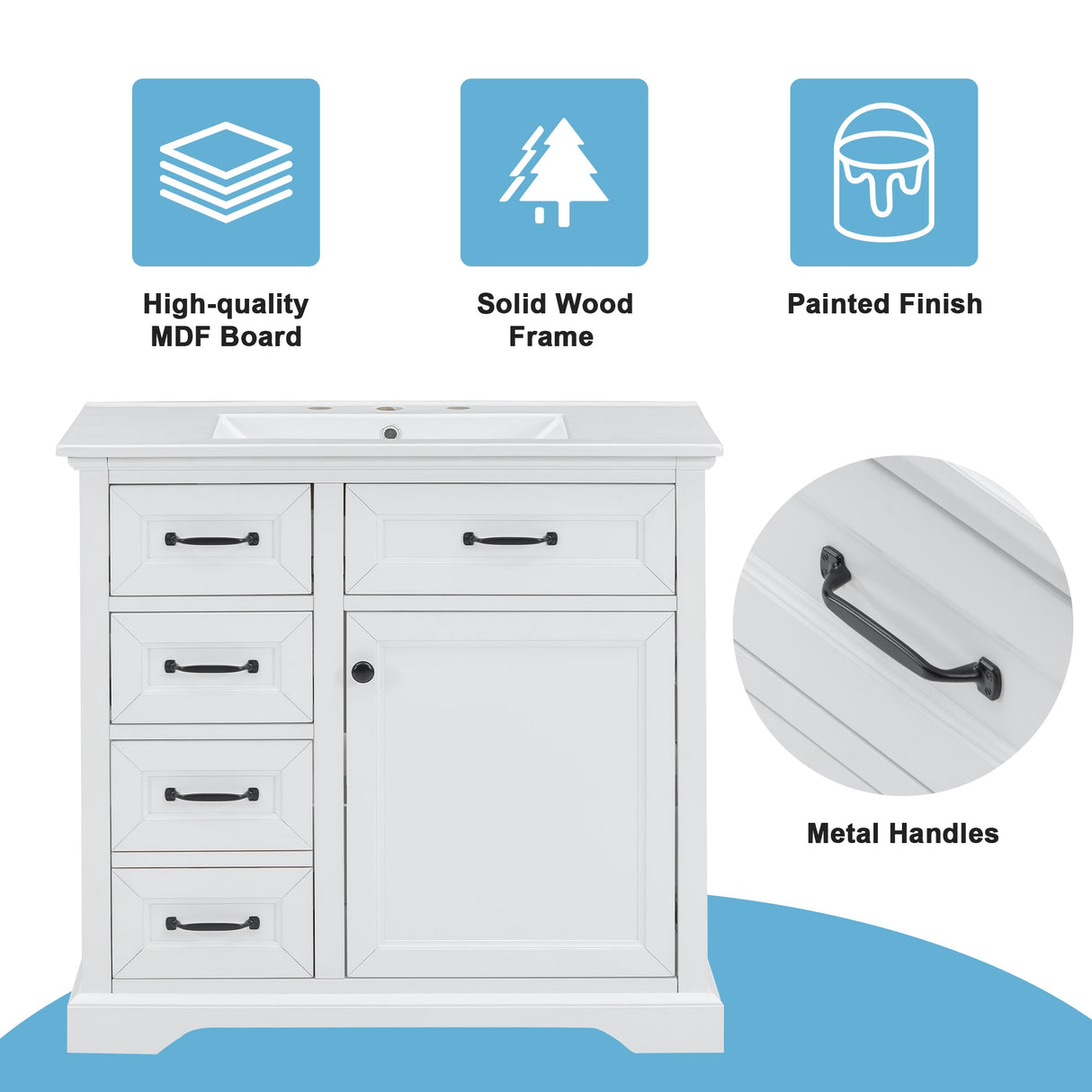 36-Inch Bathroom Vanity with Ceramic Sink Top