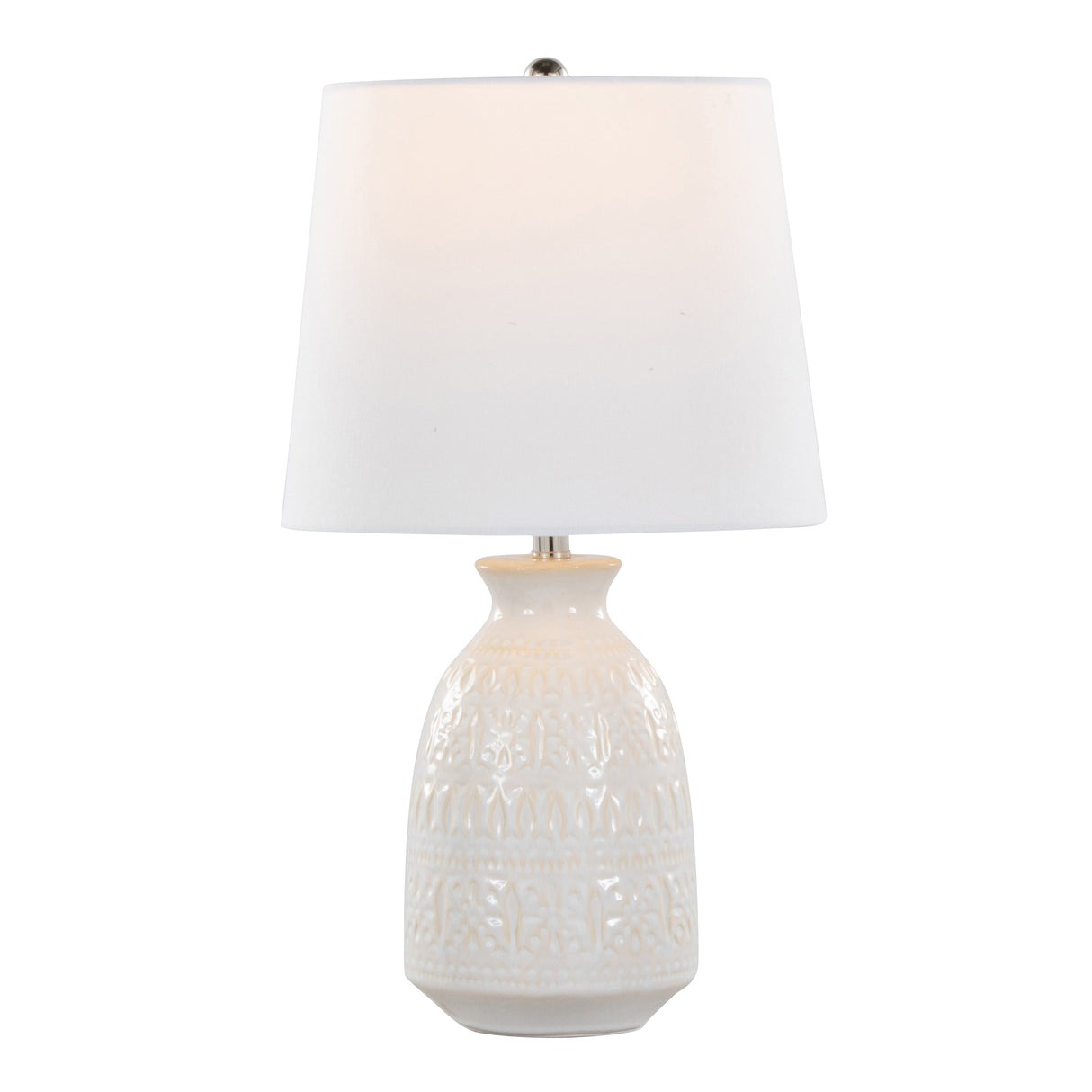 Balconee 20" Ceramic Table Lamp with Vase Shaped Base and Textured Pattern, Set of 2