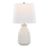 Balconee 20" Ceramic Table Lamp with Vase Shaped Base and Textured Pattern, Set of 2