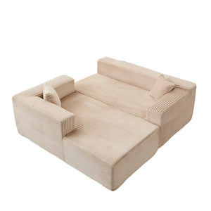 Compression Sectional Couch With Comfy Chaise, Boneless L Shape Sofa With Deep Seat