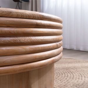 Round Wooden Coffee Table With Hidden Storage, Modern Rustic Centerpiece For Living Room - Multi / Natural / Rustic