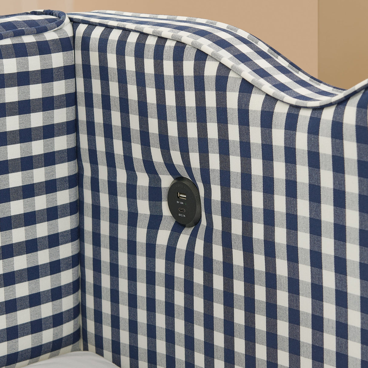 Cozy Gingham Daybed with Trundle Twin Size Sofa Bed