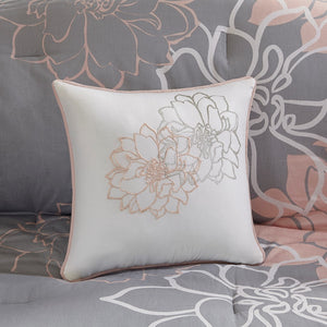 Floral Cotton Sateen Comforter with Hypoallergenic Fill - Peach Blossom