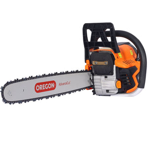58Cc Gasoline Chainsaw 20" Bar For Wood Cutting With Oregon Chain And Bar - Orange
