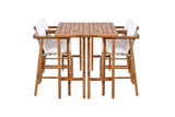 6 Piece Outdoor Bar Set with Acacia Wood Table & Cushioned Stools