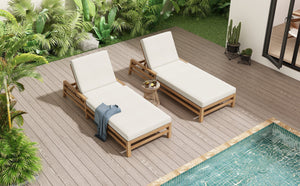 TREXM 5-Position Adjustable Outdoor Chaise Lounge Set of 2