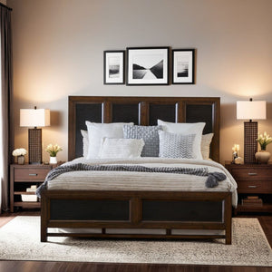 King Size Panel Bed Two-Tone Finish