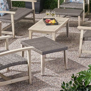 Savannah Outdoor Wicker And Ottoman - Gray