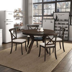 Modern Round Rubber Wood Dining Table for 4-6