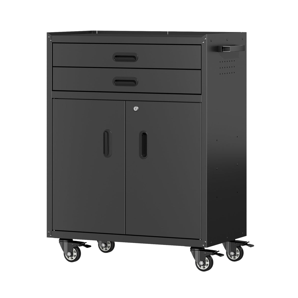 Metal Tool Garage Storage Cabinet with 2 Drawers and 2 Doors, with Wheels and Lock
