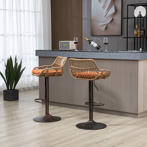 Modern Swivel Bar Stools Adjustable Counter Chairs With Footrest (Set of 2)