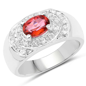 1.37 Carat Genuine Pink Topaz and White Cubic Zirconia .925 Sterling Silver Ring