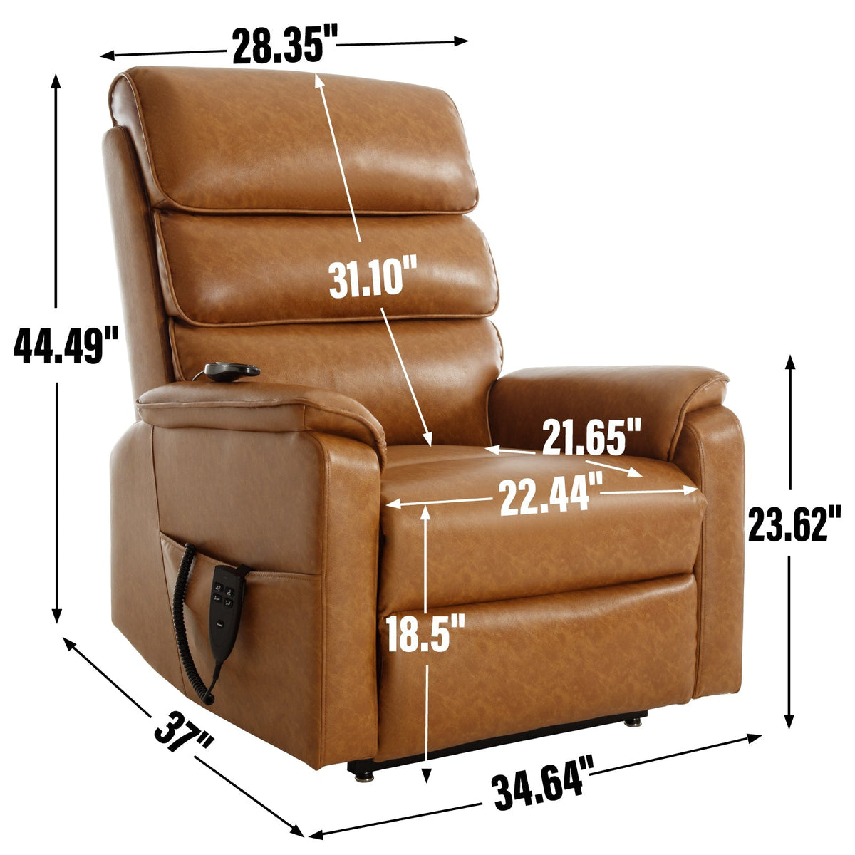 Brown Leatheraire Power Lift Recliner Chair with Dual Motor and Massage - Brown