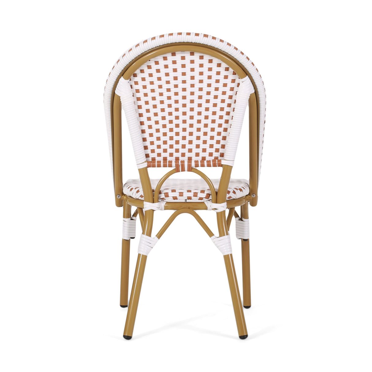 Outdoor PE Rattan and Aluminum French Bistro Chairs, Set of 2, Rusted