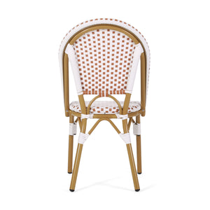 Outdoor PE Rattan and Aluminum French Bistro Chairs, Set of 2, Rusted