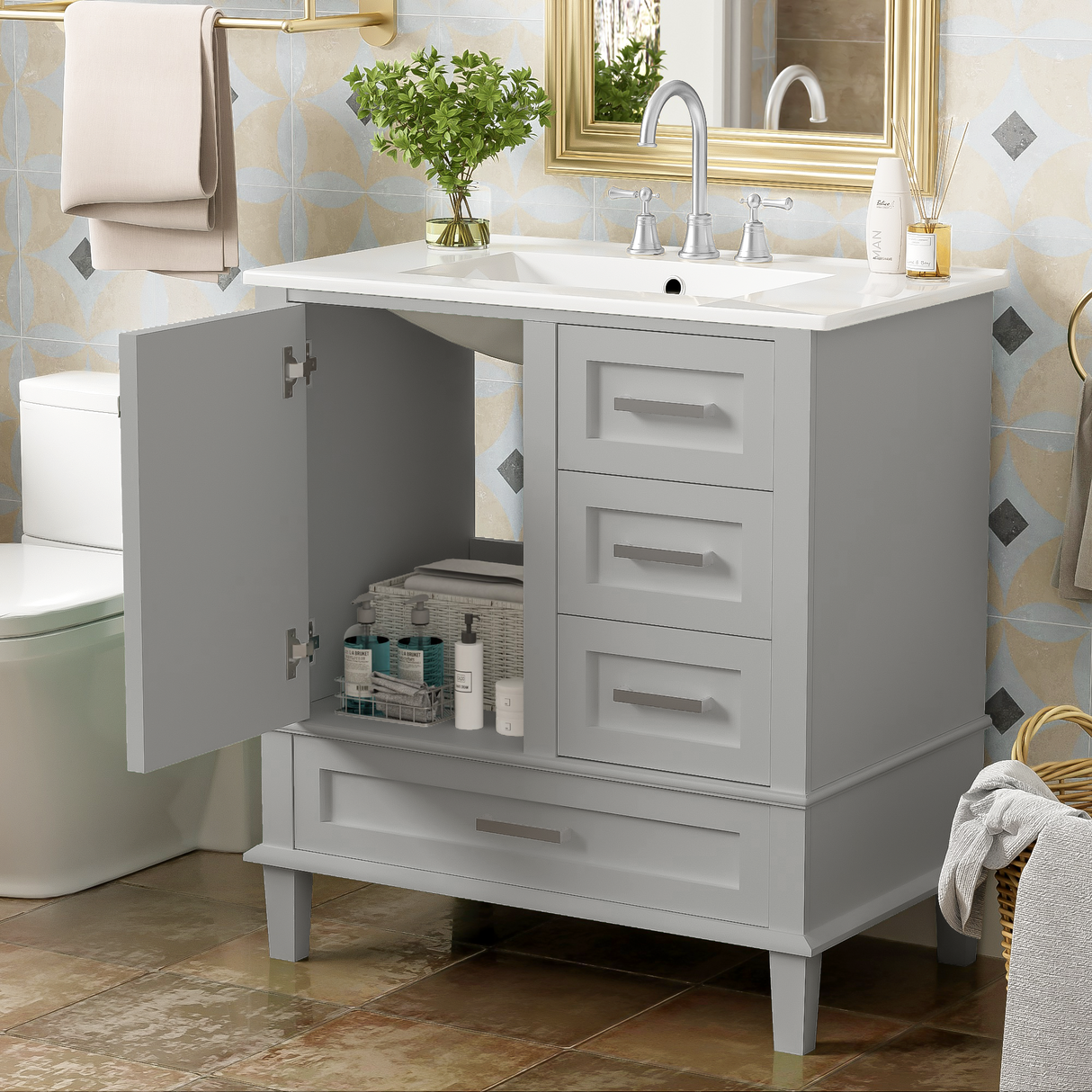 30" Bathroom Vanity with Sink Combo Set