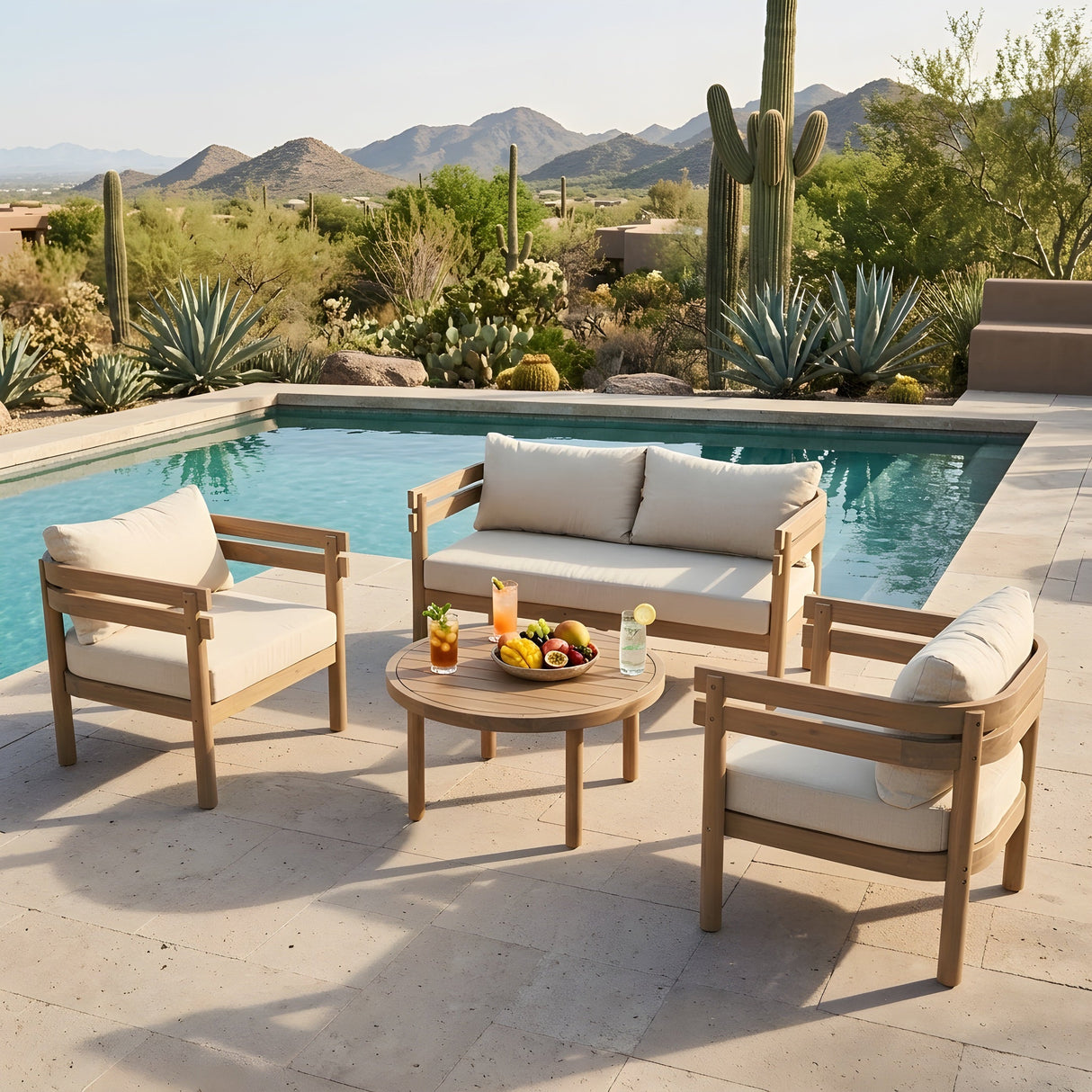 4-Piece Acacia Wood Patio Furniture Set