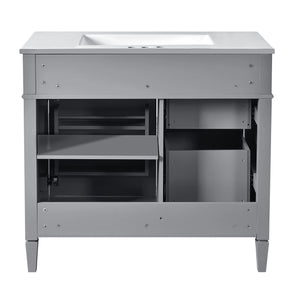 Bathroom Vanity With Mirror Cabinet, Single Sink With 2 Soft Closing Doors And 4 Drawers