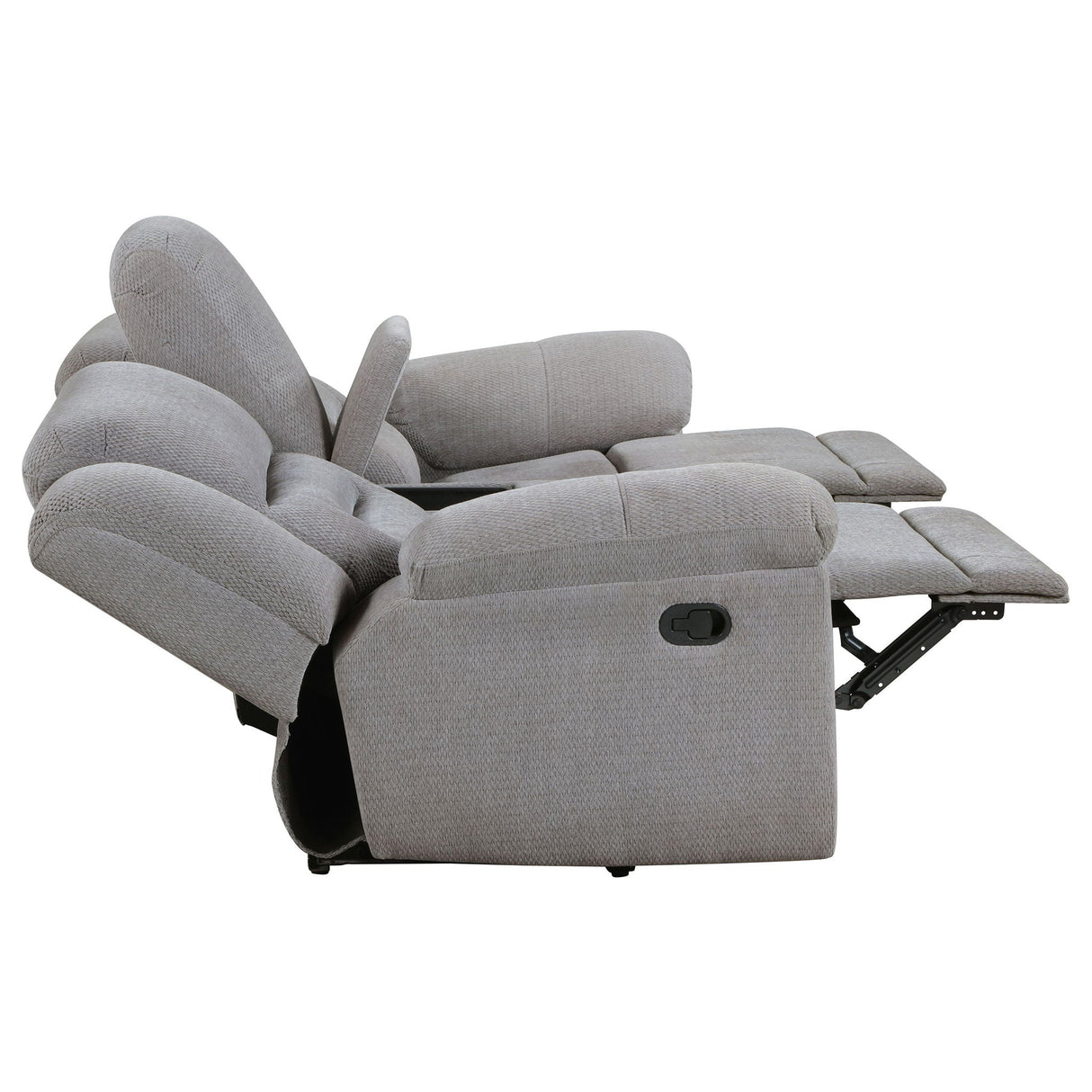 Sebring - Upholstered Manual Reclining Loveseat With Center Storage Console - Gray