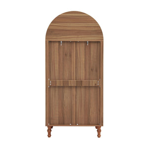 Tall Kitchen Pantry Cabinet With Hollow Carved Doors 2 Drawers And Adjustable Shelves Storage Display Cabinet For Kitchen Dining Room Or Living Room - Walnut