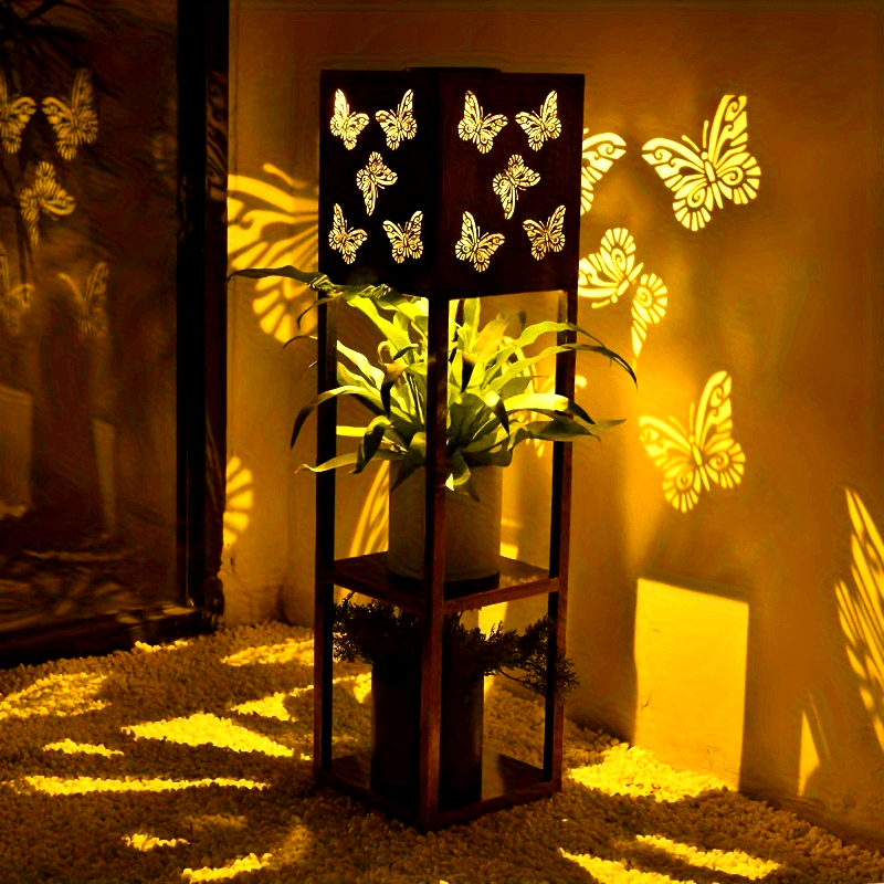 Solar Garden Lantern with Flower Stand – LED Outdoor Light with Butterfly & More