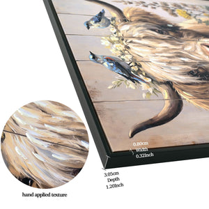 Highland Cow Wall Decor, Picture Canvas Art Print for Living Room - Camel / Brown