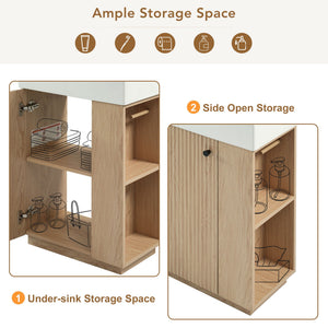 Bathroom Vanity With Sink, Freestanding Wood Grain Cabinet With Storage