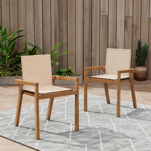Belfast Dining Chair With Acacia Wood Frame And Seating (Set of 2)