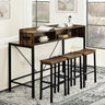 59 Inch Bar Table with Stools and LED Light