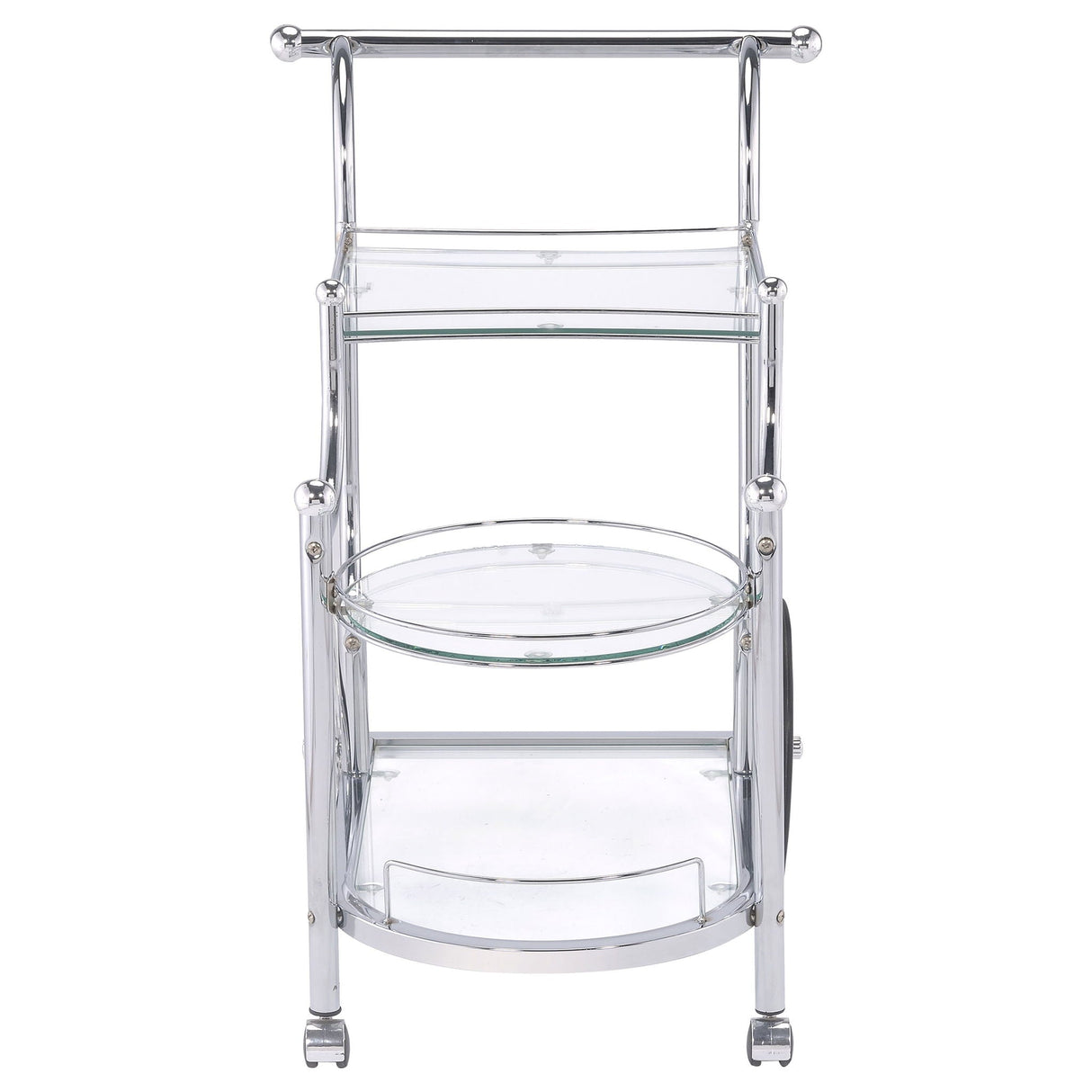 Reia - 3 Tier Cart With Casters & Tempered Glass Design - Chrome