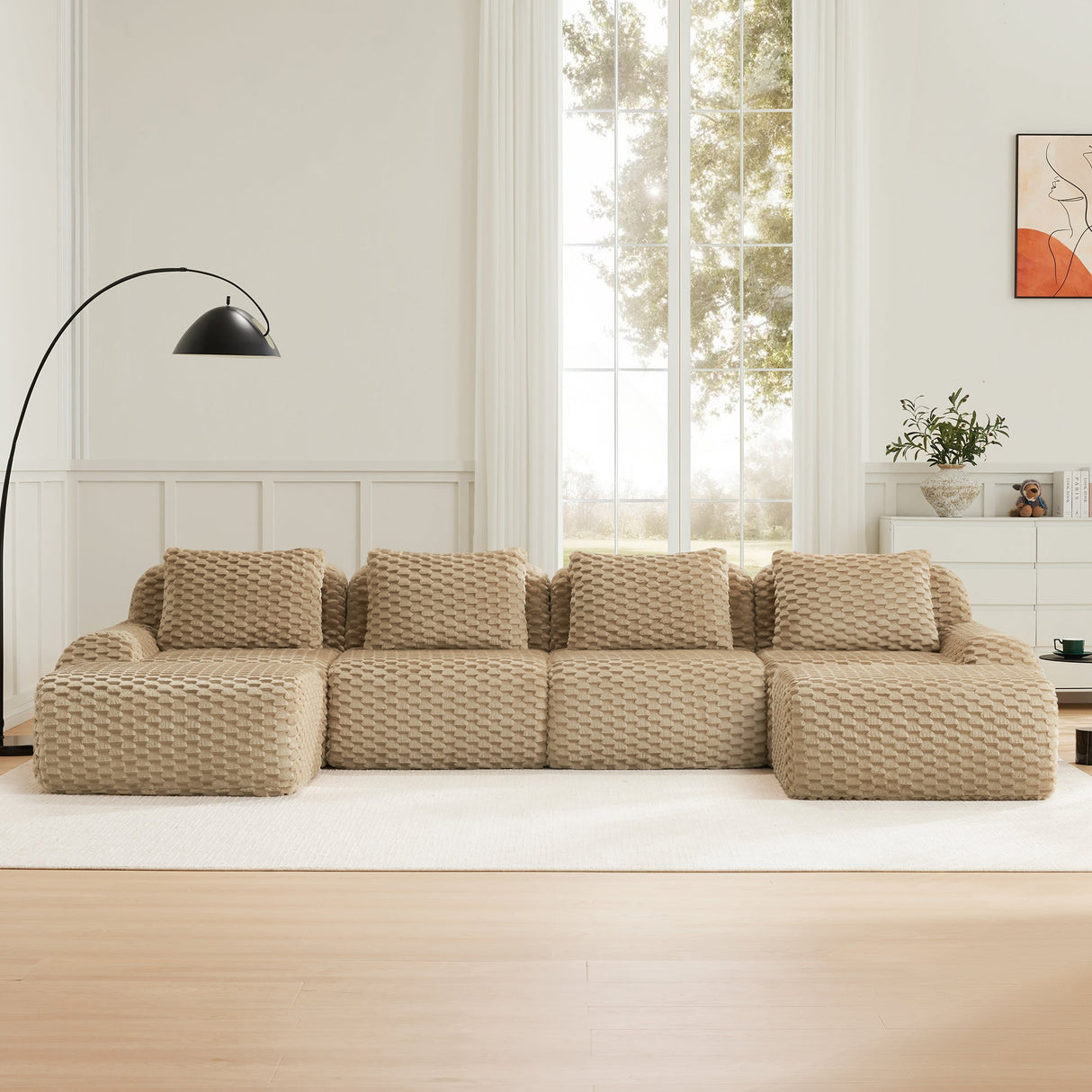146" Modern U-Shaped Modular Sectional Sofa